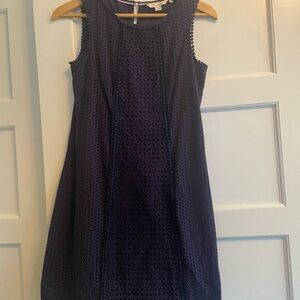 Boden Navy Sleeveless Dress with eyelet detail